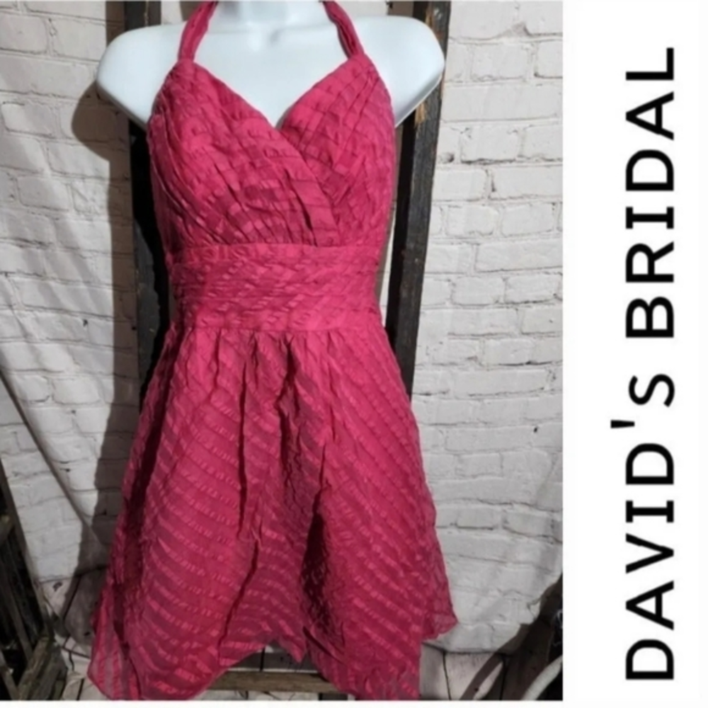 David's Bridal Dress  Bridesmaid Wedding Formal Party Cocktail Size 2‎ Pink A438